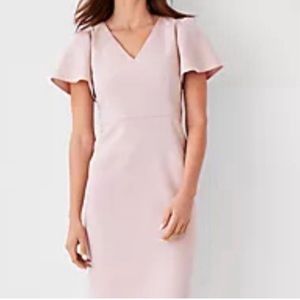 ANN TAYLOR Flutter Sleeve V -neck Sheath Dress  14, NWT